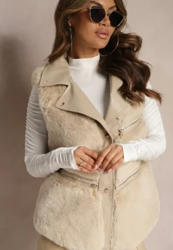 Jasnobeżowa Kamizelka Futrzana Hinlosh