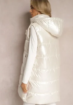 Jasnobeżowa Kamizelka z Pikowaniem i Kapturem Brisel