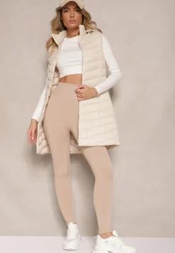 Jasnobeżowa Kamizelka z z Odpinanym Kapturem Ozdobiona Pikowaniem Ivathira