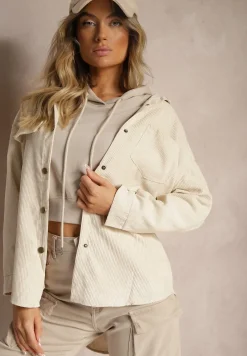 Jasnobeżowa Klasyczna Koszula Sztruksowa Nevettis