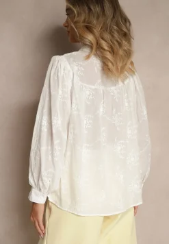 Jasnobeżowa Koszula Koronkowa na Guziki Acameda