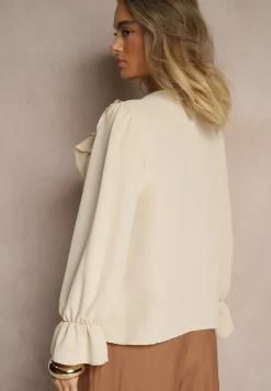 Jasnobeżowa Koszula z Falbankami Ravedia