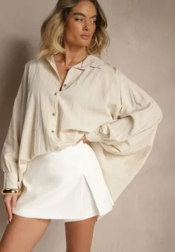 Jasnobeżowa Koszula z Wiskozą w Stylu Nietoperza Sonarielia