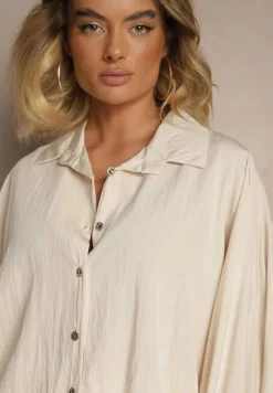 Jasnobeżowa Koszula z Wiskozą w Stylu Nietoperza Sonarielia