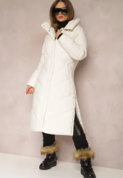 Jasnobeżowa Kurtka Długa Pikowana Musca