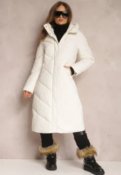 Jasnobeżowa Kurtka Długa Pikowana Musca