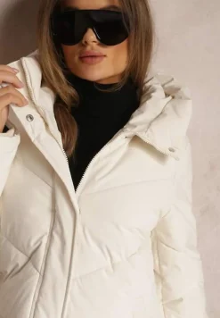 Jasnobeżowa Kurtka Długa Pikowana Musca