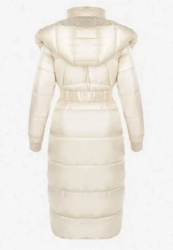 Jasnobeżowa Kurtka Pikowana Długa Dudlat