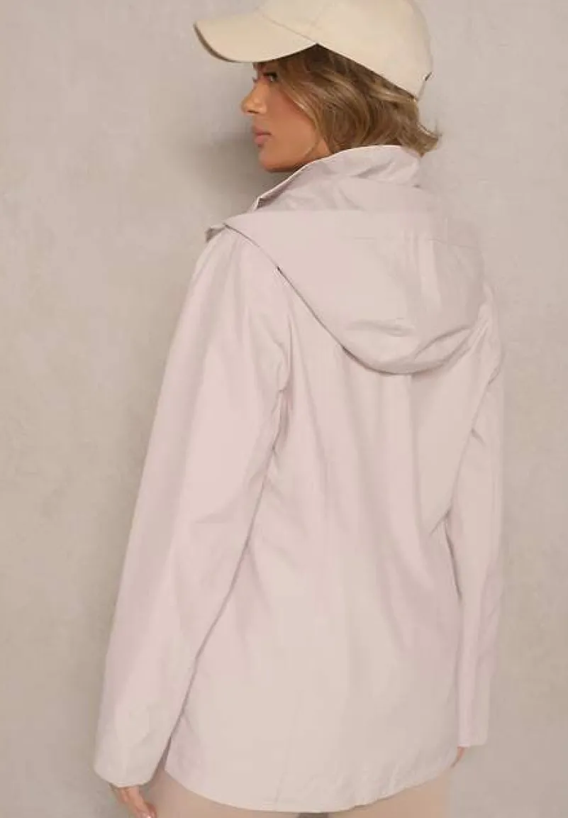 Jasnobeżowa Kurtka w Stylu Wiatrówki z Odpinanym Kapturem Ndivena