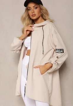 Jasnobeżowa Kurtka Wiatrówka Oversize Palishe