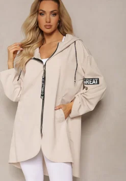 Jasnobeżowa Kurtka Wiatrówka Oversize Palishe