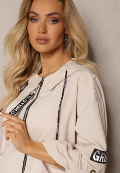 Jasnobeżowa Kurtka Wiatrówka Oversize Palishe