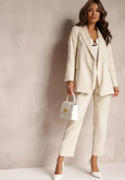 Jasnobeżowa Marynarka Dwurzędowa Tanou