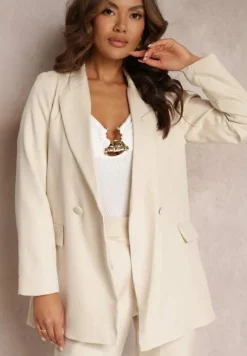 Jasnobeżowa Marynarka Dwurzędowa Tanou