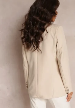 Jasnobeżowa Marynarka Niezapinana z Dekoracyjnymi Guzikami Cose