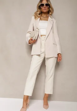 Jasnobeżowa Marynarka Oversize Niezapinana Charme