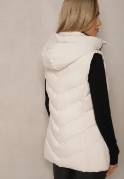 Jasnobeżowa Pikowana Kamizelka z Kapturem Edrinna