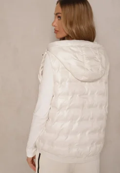 Jasnobeżowa Pikowana Kamizelka z Kapturem i Ściągaczami Annialia