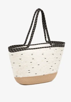 Jasnobeżowa Pleciona Torebka z Bawełny Typu Shopper Izavera