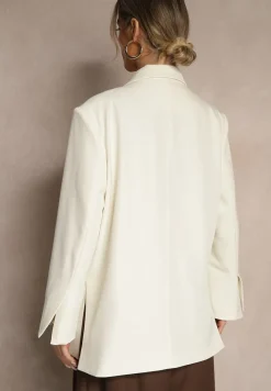 Jasnobeżowa Pudełkowa Marynarka Dwurzędowa o Fasonie Oversize Cornelise