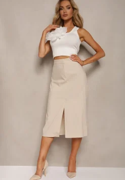 Jasnobeżowa Spódnica Trapezowa Xelea