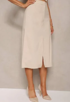 Jasnobeżowa Spódnica Trapezowa Xelea