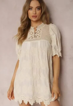 Jasnobeżowa Tunika z Bawełny Thaelelle