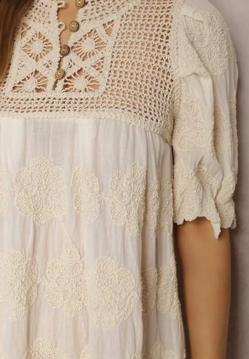 Jasnobeżowa Tunika z Bawełny Thaelelle