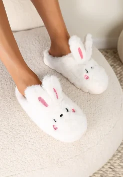 Jasnobeżowe Futrzane Kapcie Vices na Platformie z Tłoczeniem w Stylu Królika Adarevia