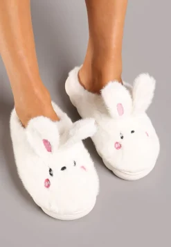 Jasnobeżowe Futrzane Kapcie Vices na Platformie z Tłoczeniem w Stylu Królika Adarevia