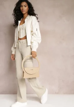 Jasnobeżowe Jeansy Cargo z Szeroką Nogawką Renesme