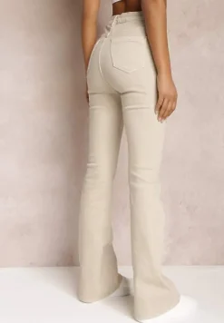 Jasnobeżowe Jeansy Dzwony Bawełnanie Briris