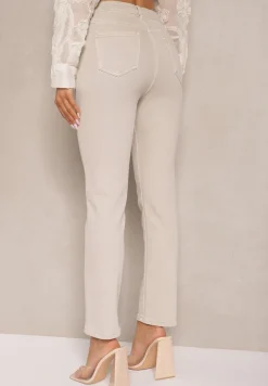 Jasnobeżowe Jeansy z Bawełny w Klasycznym Stylu Allivine