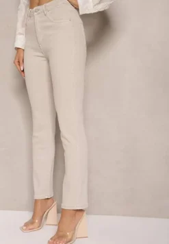 Jasnobeżowe Jeansy z Bawełny w Klasycznym Stylu Allivine