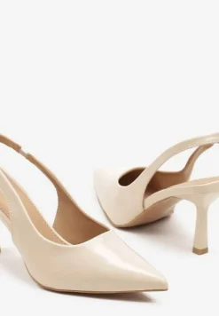 Jasnobeżowe Sandały na Szpilce Slingback Falithra