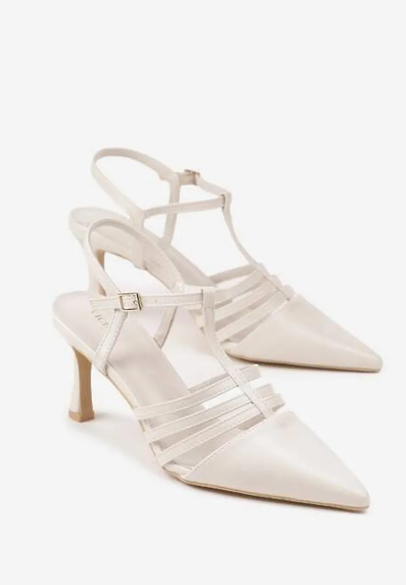 Jasnobeżowe Sandały Vices na Obcasie Typu Szpilka Tirenella