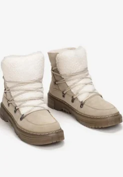 Jasnobeżowe Traperki z Futrzanym Językiem Florica