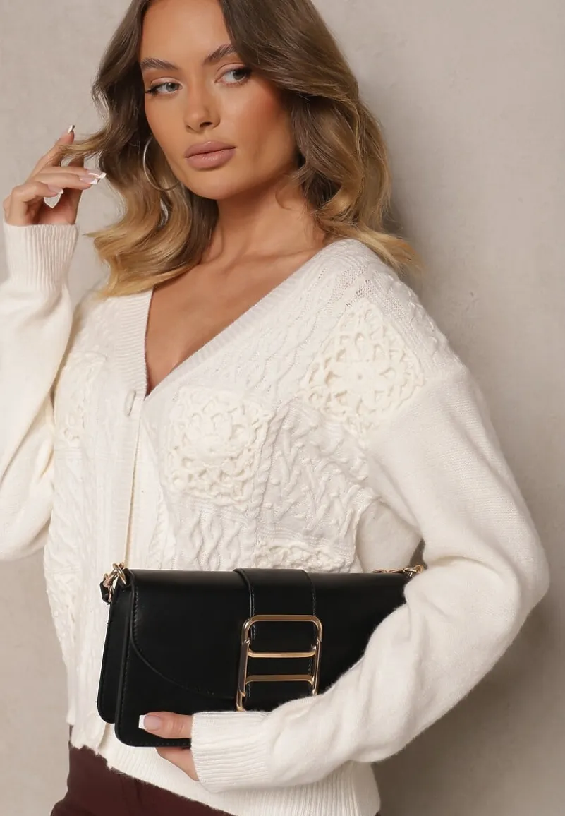 Jasnobeżowy Ażurowy Kardigan na Guziki Nolila