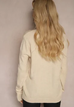 Jasnobeżowy Casualowy Golf z Dodatkiem Bawełny i Wiskozy Lerinae