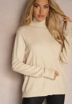 Jasnobeżowy Casualowy Golf z Dodatkiem Bawełny i Wiskozy Lerinae