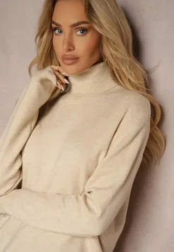 Jasnobeżowy Casualowy Golf z Dodatkiem Bawełny i Wiskozy Lerinae