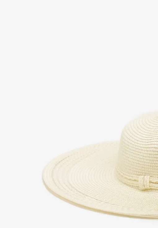 Jasnobeżowy Kapelusz Plażowy z Plecionki w stylu Boho Amicuralia
