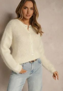 Jasnobeżowy Kardigan z Moheru w Eleganckim Stylu Koriano