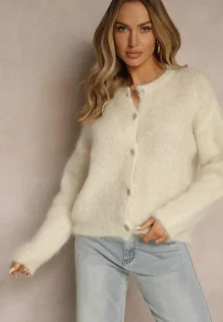 Jasnobeżowy Kardigan z Moheru w Eleganckim Stylu Koriano