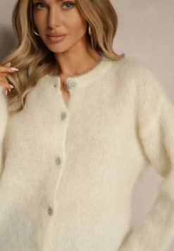 Jasnobeżowy Kardigan z Moheru w Eleganckim Stylu Koriano