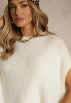 Jasnobeżowy Sweter z Bawełną w Stylu Nietoperza Nilariella