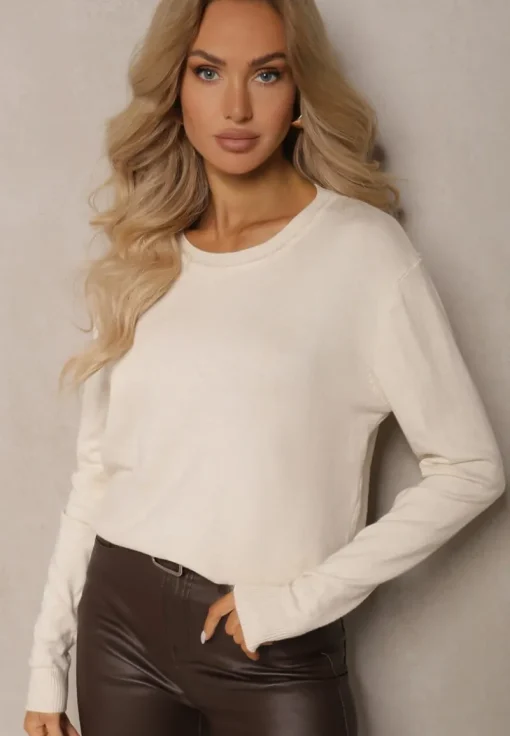 Jasnobeżowy Sweter z Bawełną w Klasycznym Stylu Atintora