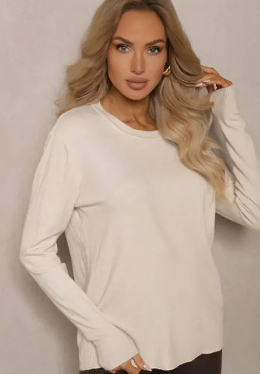 Jasnobeżowy Sweter z Bawełną w Klasycznym Stylu Atintora