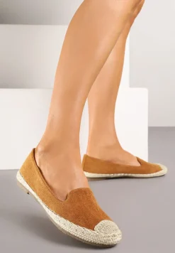 Jasnobrązowe Espadryle z Motywem Plecionki Ralomea