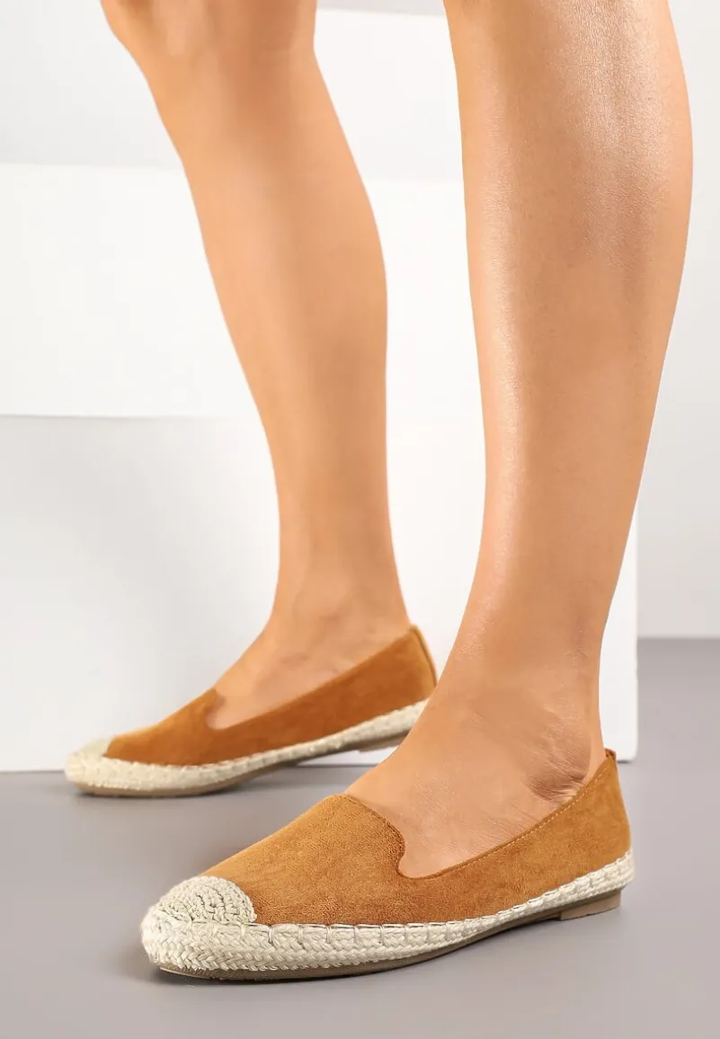 Jasnobrązowe Espadryle z Motywem Plecionki Ralomea